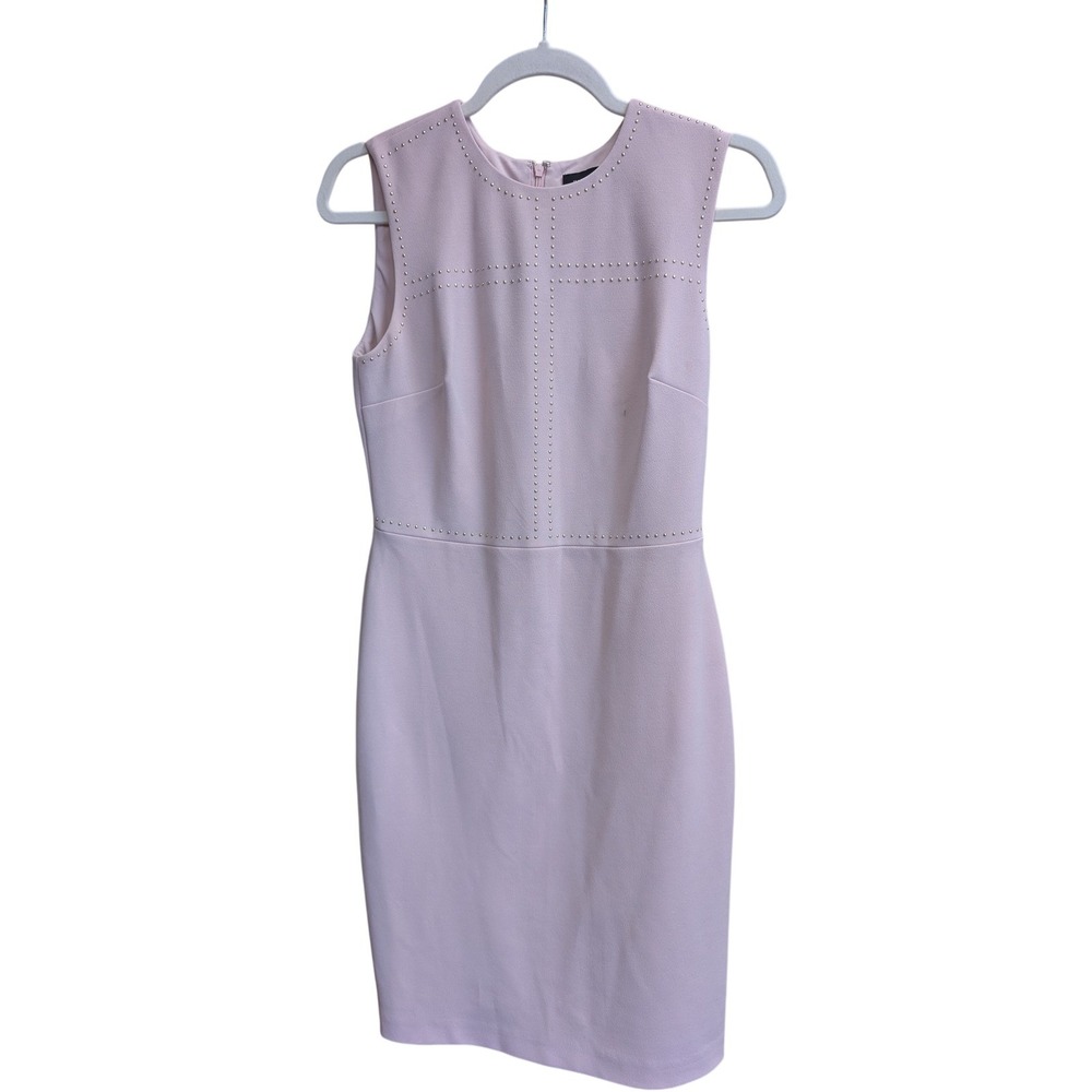 Ivanka Trump Womens Executive Sheath Dress 2 Pink Studded Sleeveless Academia - Picture 2 of 10